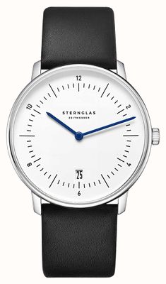 STERNGLAS ナオス クォーツ (38mm) ホワイト ダイヤル / プレミアム ブラック レザー ストラップ S01-NA44-PR07