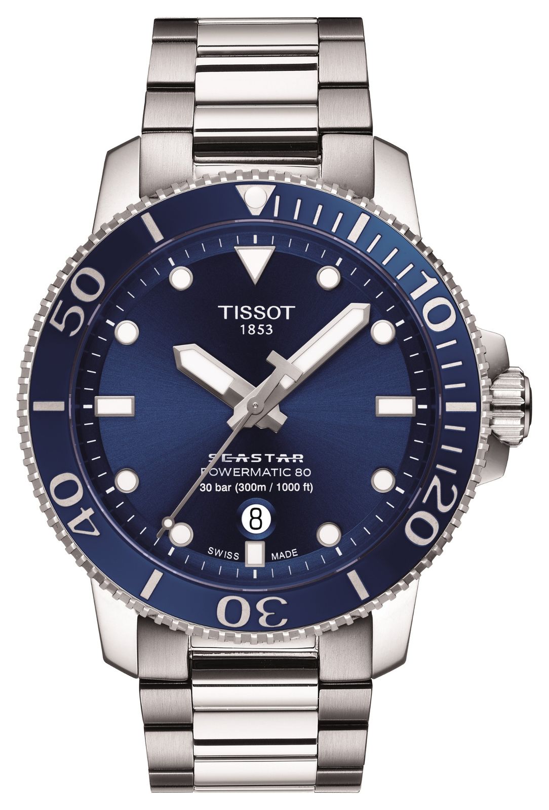 Tissot Seastar 1000 Powermatic 80 cadran bleu montre