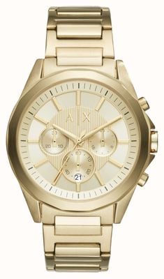 Armani Exchange maschile | quadrante cronografo dorato | braccialetto color oro AX2602