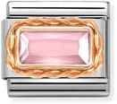 Nomination Classic Pink Facetted Baguette Stainless Steel 9ct Gold Charm 430604/003