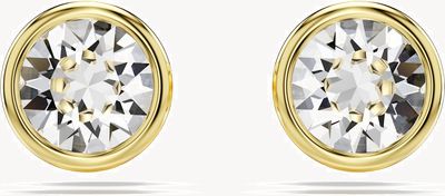 Swarovski Imber Stud Earrings Round Cut White Crystals Gold-Tone Plated 5681552
