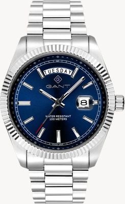 GANT Zegarek Fairfax dzień/data kwarcowy (41mm) niebieska tarcza / bransoleta ze stali nierdzewnej G189002