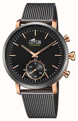Lotus relógio conectado dos homens | ouro preto e rosa | pulseira de malha de aço preto L18805/3