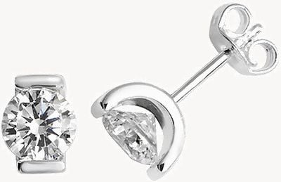 Sterling Silver Round Cubic Zirconia Stud Earrings G51027