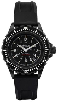 Marathon Antracite gsar grande mergulhador automático governo dos eua (41 mm) mostrador preto / pulseira de silicone preta WW194006BK-0001