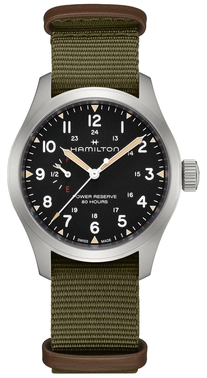 Hamilton mÃ©canique Ã  rÃ©serve de marche Khaki Field montre