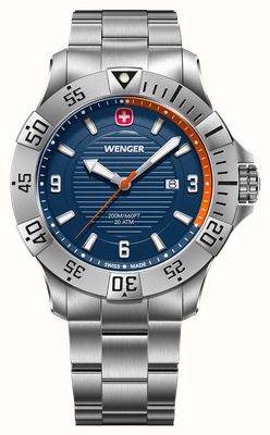 Wenger Seaforce Quarz (43 mm), blaues Zifferblatt / Edelstahlarmband 01.0641.141