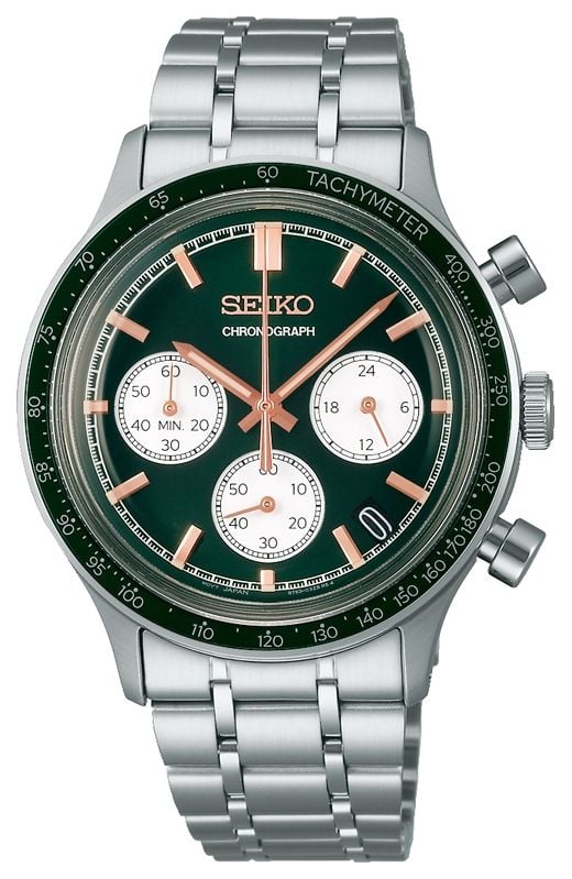 Seiko Chronographe de sport de course (38,7 mm) cadran vert montre