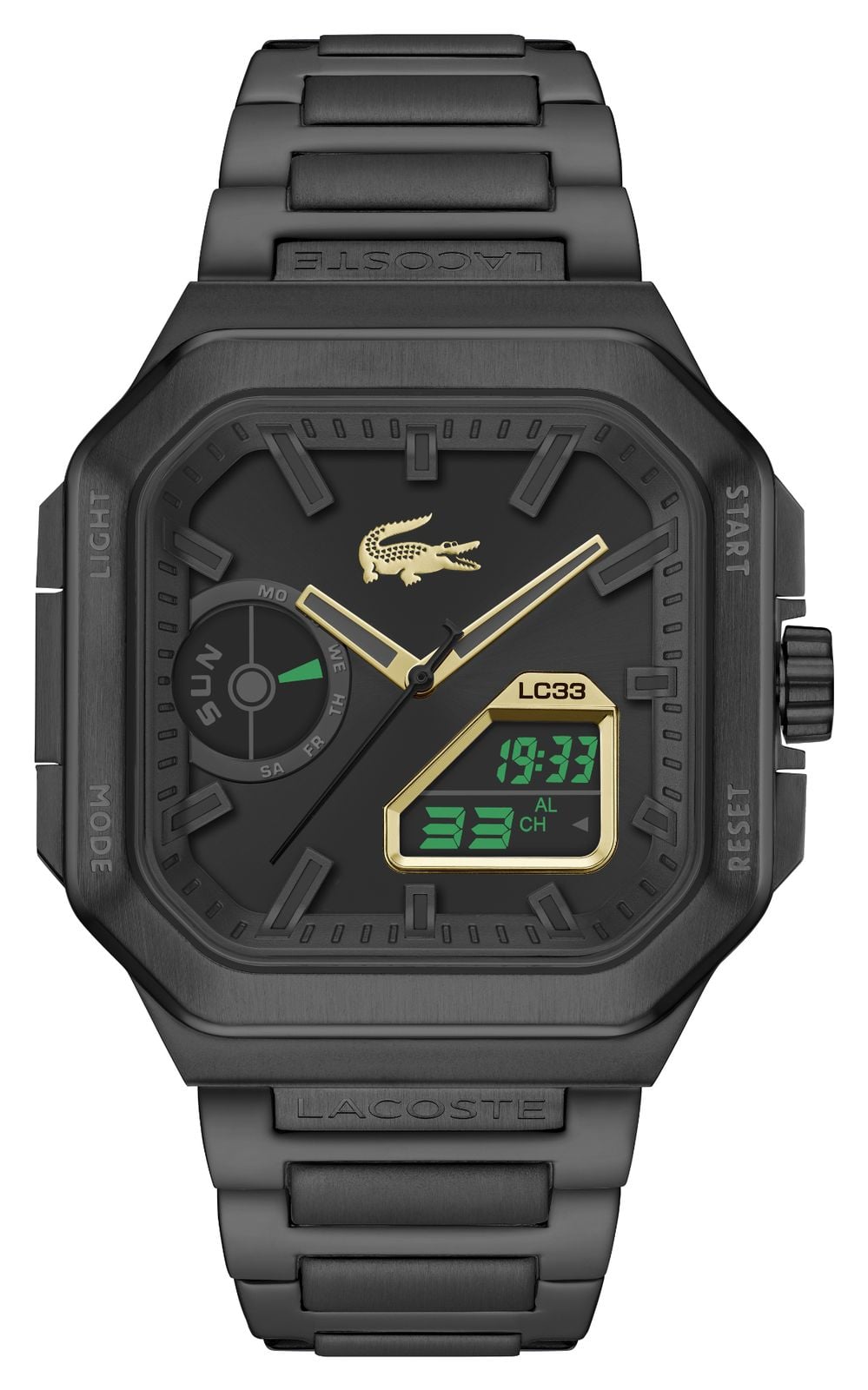 Lacoste Lacoste Men's Lc33 Square Black Ip Bracelet Analog-Digital Watch