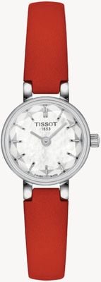 Tissot Belle femme | cadran cristal | bracelet en cuir rouge T1400091611100