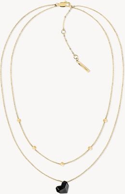 Calvin Klein Faceted Black Heart Gold Tone Necklace 35001030