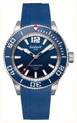 Hanhart Aquasphere Ocean Fade automatico (42 mm) quadrante blu sfumato / cinturino in gomma blu - m 772.271-1320