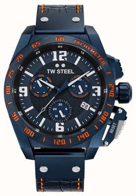 TW Steel Cantine chronographe championnat du monde des rallyes édition limitée (46 mm) cadran bleu / bracelet cuir bleu TW1020