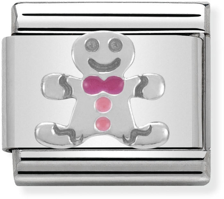 Nomination Classic Gingerbread Man Sterling Silver & Steel Enamel Charm 330204/09