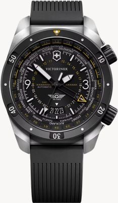 Victorinox Air Pro Automatic GMT (43 mm) cadran noir / bracelet en caoutchouc noir 242005