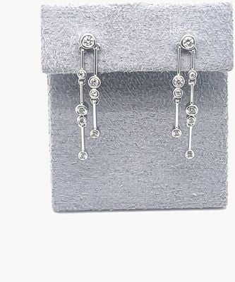 18ct White Gold Diamond boodle style drop Earrings J36220