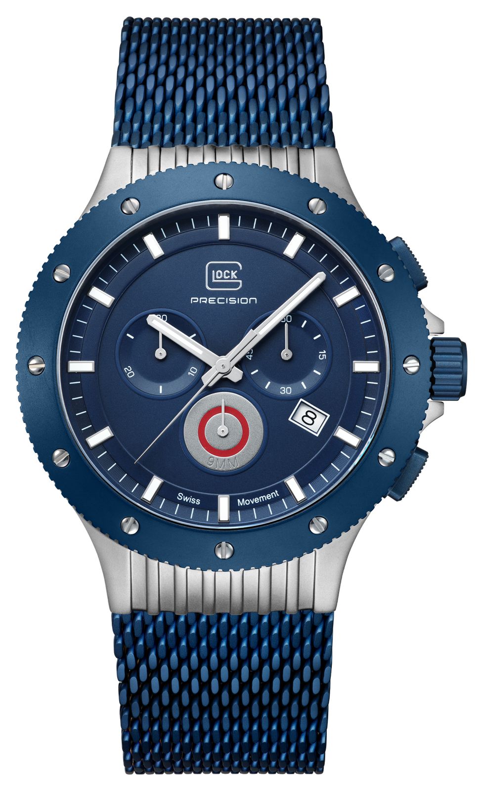 GLOCK Precision Chronographe en titane (44 mm), cadran bleu montre