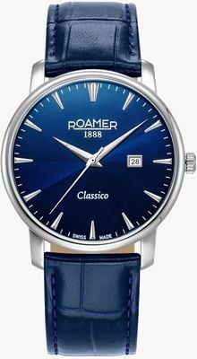 Roamer Classico Gents Quartz (40mm) Blue Dial / Blue Leather Strap 971856 41 45 05