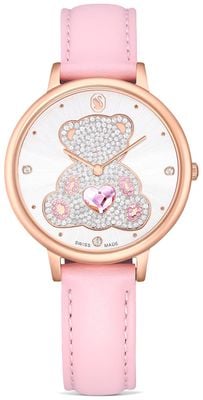 Swarovski テディウォッチ クォーツ (35mm) シルバー文字盤 / ピンクレザーストラップ 5739838