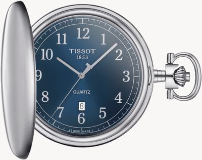 Tissot Savonnette Quarz-Taschenuhr mit blauem Zifferblatt T8624101904200
