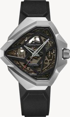 Hamilton Ventura edge skeleton auto (47mm) gradiënt-effect skeleton wijzerplaat / zwarte rubberen band H24635330