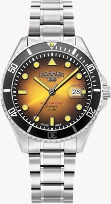 Roamer Pro diver 200 power-battery (43 mm) quadrante sfumato giallo / bracciale in acciaio inossidabile 969845 41 95 20