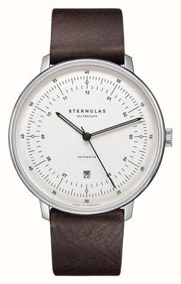 STERNGLAS Hamburg Automatic (42mm) White Dial / Brown Leather S02-HH10-VI11