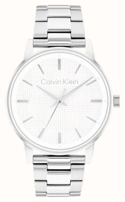 Calvin Klein Ck Linked (41 mm) strukturiertes weißes Zifferblatt / Edelstahlarmband 25200501