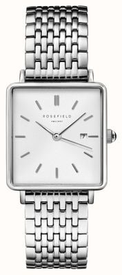 Rosefield Cadran blanc Boxy (26 mm) / bracelet en acier inoxydable QWSS-Q08