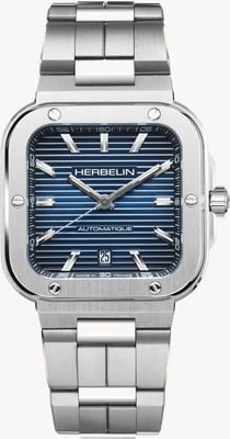 Herbelin Cap camarat quadrato automatico (39mm) quadrante blu / acciaio inossidabile 1646B15