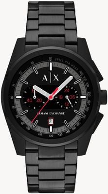 Armani Exchange Męski chronograf kwarcowy (42 mm) z czarną tarczą / czarną bransoletą ze stali nierdzewnej AX2864