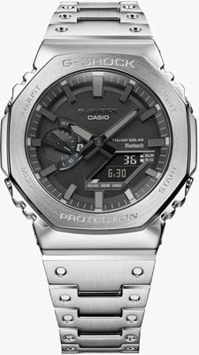 Casio Men's G-Shock Bluetooth Full Metal Silver Solar Power Watch With Bracelet GM-B2100D-1AER