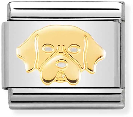 Nomination Classic Golden Retriever Dog 18ct Gold & Steel Charm 030162/56