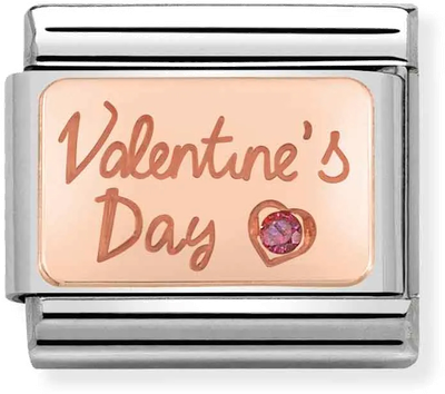 Nomination ENGRAVED In Stainless Steel With 9k Rose Gold And CZ Valentine's Day Charm 430316/02