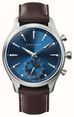 Kronaby Гибридные умные часы Sekel (41 мм), синий циферблат/темно-коричневый итальянский кожаный ремешок S3120/1