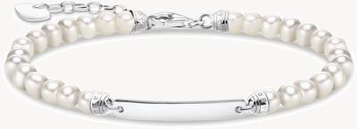 Thomas Sabo Sterling Silver Bar Pearl Bead Engravable Bracelet A2042-082-14-L19V