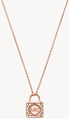 Michael Kors Padlock Pendant Necklace | Rose Gold Plated Sterling Silver | Crystal Set MKC1629AN791