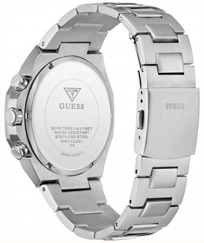 Guess Men's Blake Blue Sunray Dial Silver-Tone Stainless Steel Bracelet GW1122G1 - vista alternativa 3