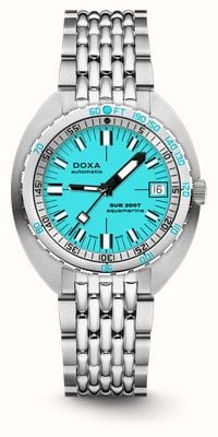 DOXA Sub 200t аквамарин (39 мм) светло-голубой культовый циферблат / браслет из нержавеющей стали с узором рисовое зерно 804.10.241.10