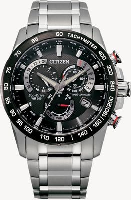 Citizen Herren-Eco-Drive-Edelstahl-Chrono mit Funksteuerung und ewigem Kalender a-t CB5898-59E