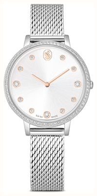 Swarovski Clarica Quartz (35mm) Silver Dial / Stainless Steel Mesh Bracelet 5740971