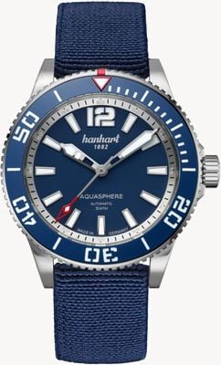 Hanhart Montre Aquasphere Freefall (42 mm) cadran bleu / bracelet Hookstrap™ bleu 772.270-3338