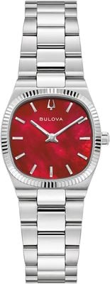 Bulova Super Seville mini (25 mm) rode parelmoeren wijzerplaat / roestvrijstalen armband 96L354