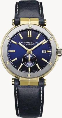 Herbelin Newport al quarzo con piccoli secondi (40,5 mm), quadrante blu / cinturino in pelle blu 18389T1N35