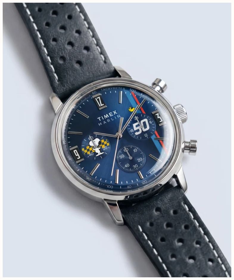 Timex PEANUTS MARLIN 40mm Leather Blue Strap Watch TW2Y85300 - vista alternativa 5