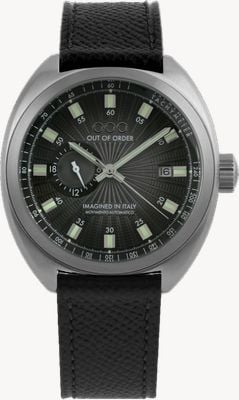 Out Of Order Montre Torpedine Eclipse automatique (42mm) cadran noir guilloché / bracelet en cuir noir OOO.001-31.NE.GU