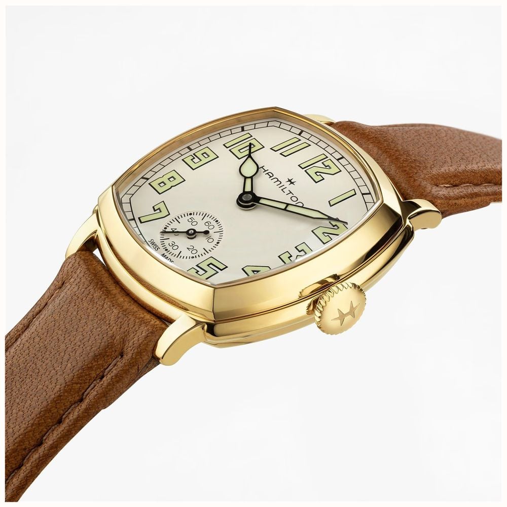 Hamilton American Classic Cushion Mechanical (30mm) Sandblasted Beige Dial / Brown Leather Strap Watch H36119520 - alternative Ansicht 3