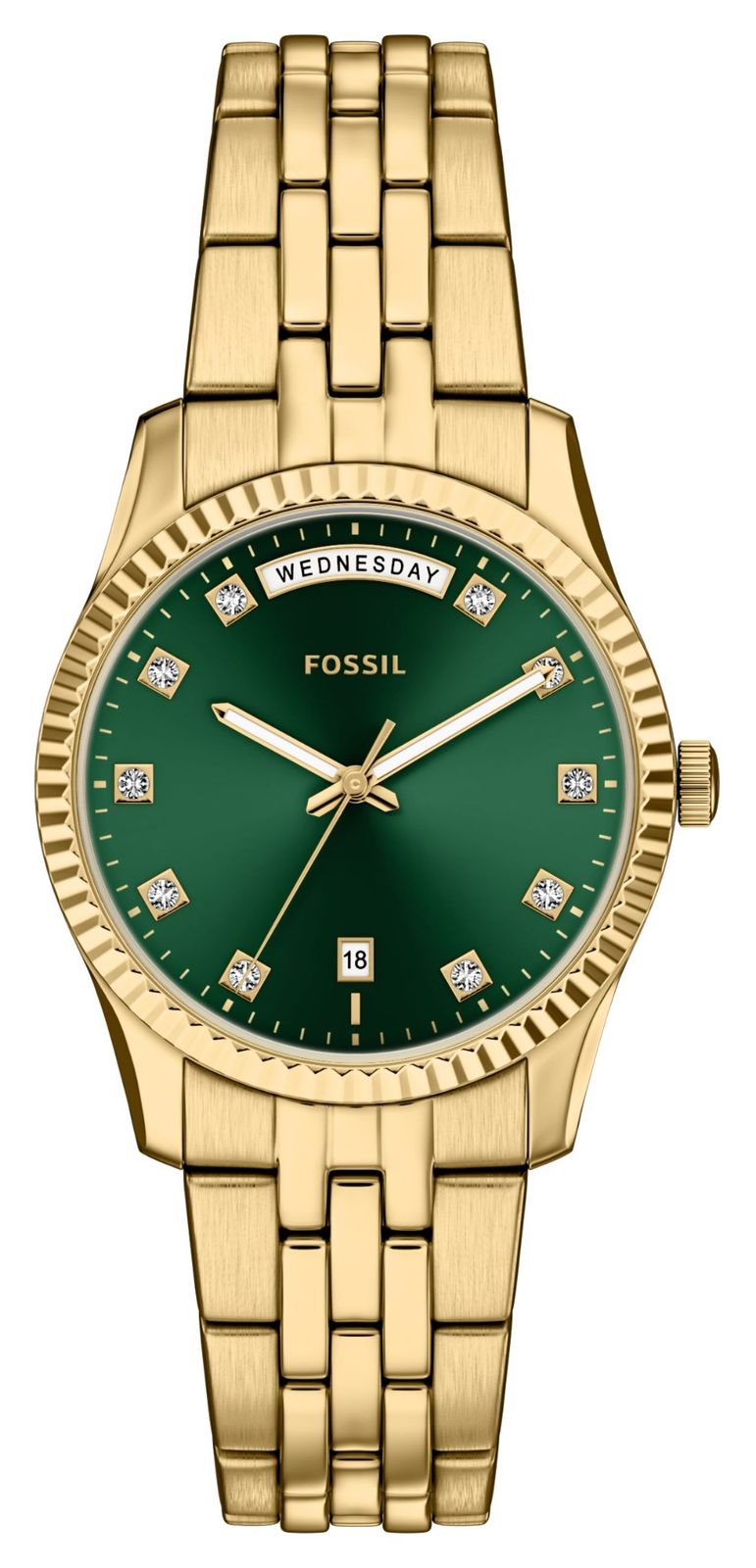 Fossil Scarlette jour/date (34 mm), cadran vert montre