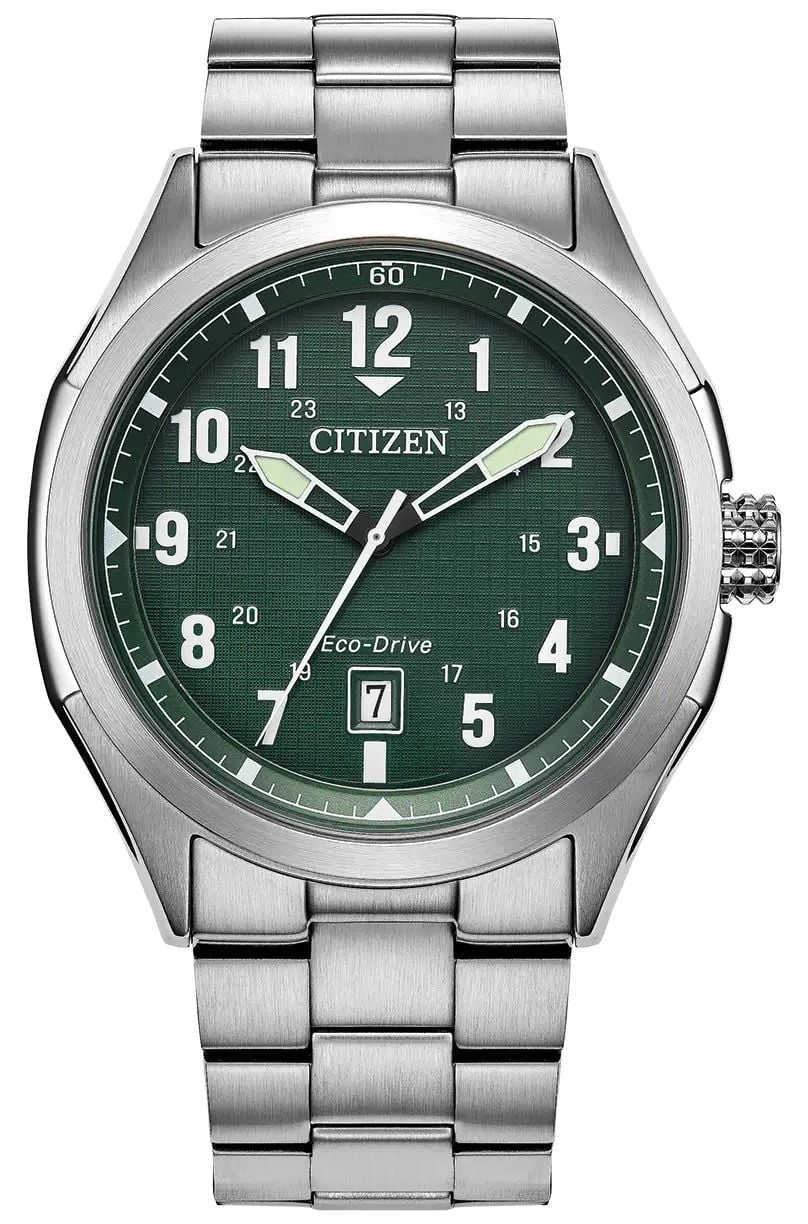 Citizen EcoDrive Terra Force 41mm Green Dial  Stainless Watch