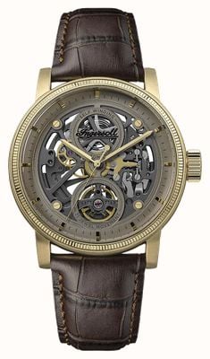 Ingersoll THE GUY Automatic (44mm) Grey Skeleton Dial / Brown Leather Strap I17502
